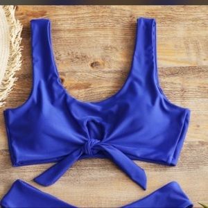 Blue high waisted bathing suit